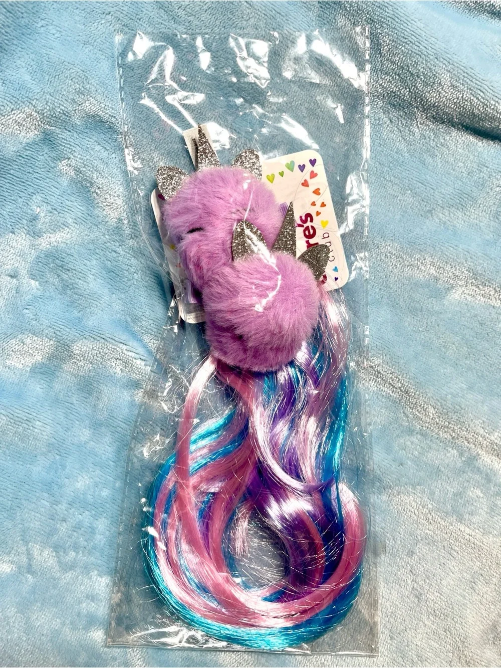 Claire’s Club Unicorn Clip-In Hair Extensions NWT Pink Blue Purple Glitter Horns